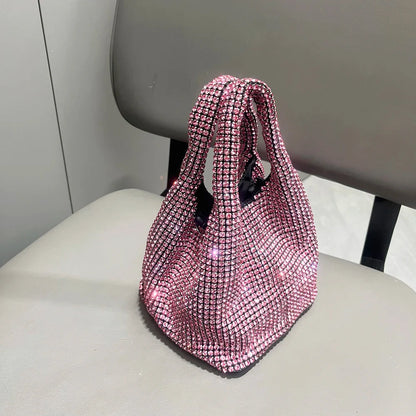 Shiny Crystal Clutch purse bucket Shoulder bag rhinestone Handmade purses and handbags luxury Designer Evening clutch Bag Purse