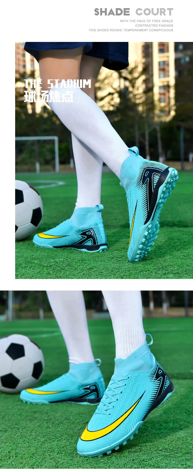 High Top Men Soccer Shoes Professional Football Boots Breathable Wear Resistant Training Match Sneakers Non Slip for Adult Sport