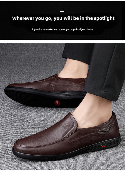 Men's Business Casual Shoes Handmade Layered Cowhide Rubber Bottom Leather Footwear for Office And Leisure