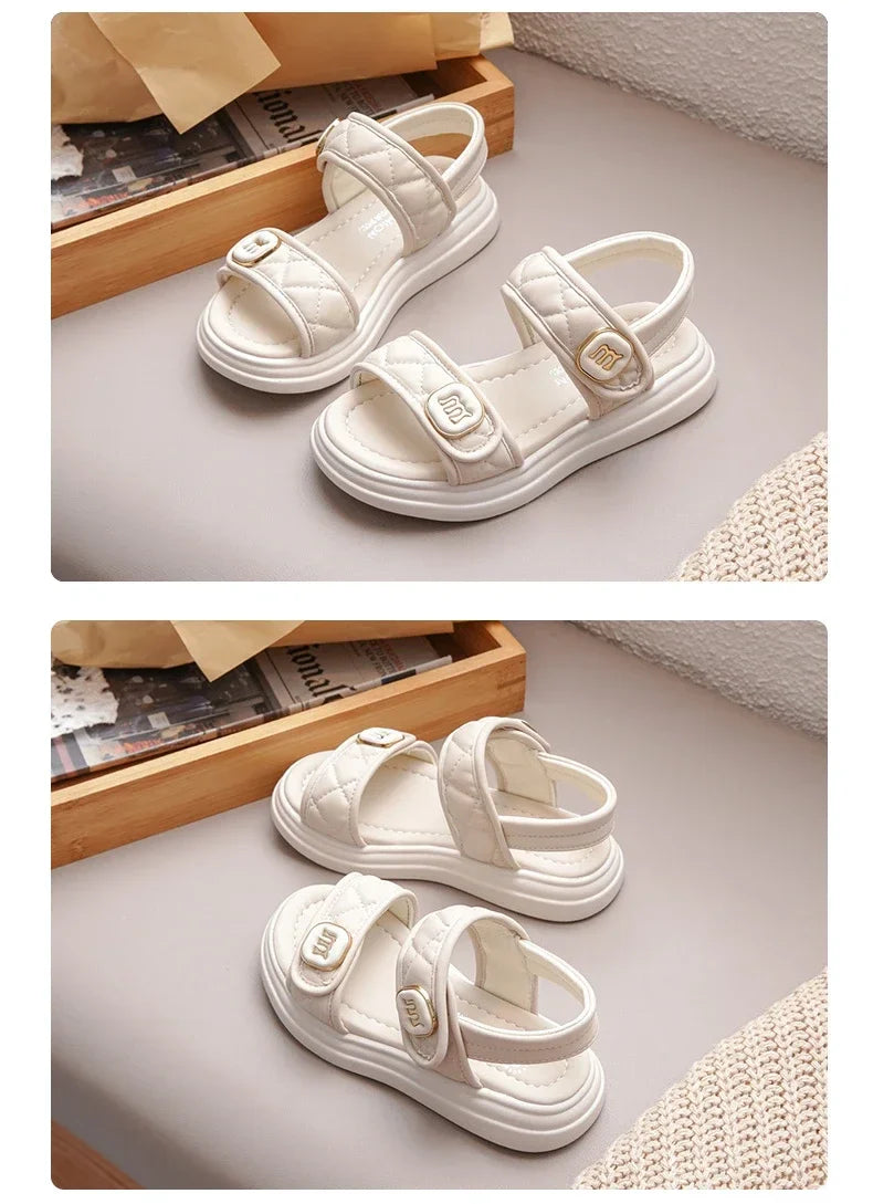 Kids Causal Sandals 2024 Thick Bottom Summer Toddler Girls Sandals Fashion Open-toe Children's School Black Sandals Versatile