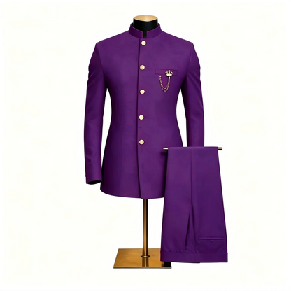 Men's 2-Piece Suit Casual Business Solid Color Turn-Down Collar Single Button Blazer Pants Ensemble Moda Masculina