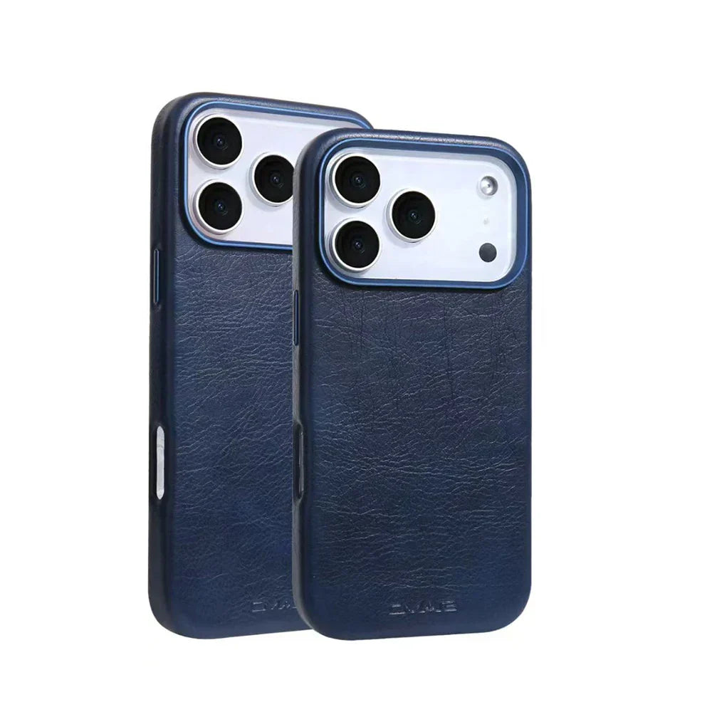 Magnetic Leather Texture MagSafe Phone Case for IPhone 17 16pro Max 15 14 Pro 13 Wireless Charging Alloy Lens Bumper Armor Cover