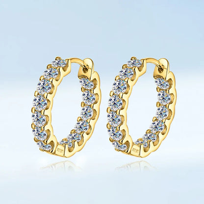 Luxury Moissanite Hoop Earrings 2.6 Carat D Color S925 Sterling Silver Earring For Women Party Fine Jewelry Christmas Gift