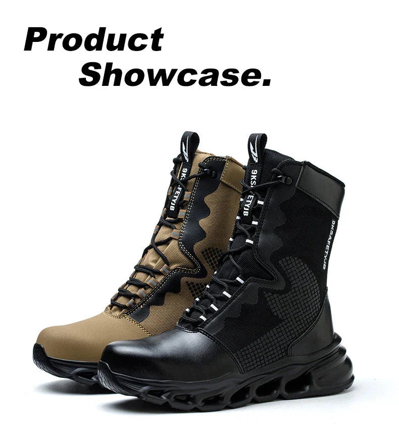 Safety Shoes Men Boots High Top Work Sneakers Steel Toe Anti-smash Puncture-Proof Work Boots Breathable Indestructible Shoes
