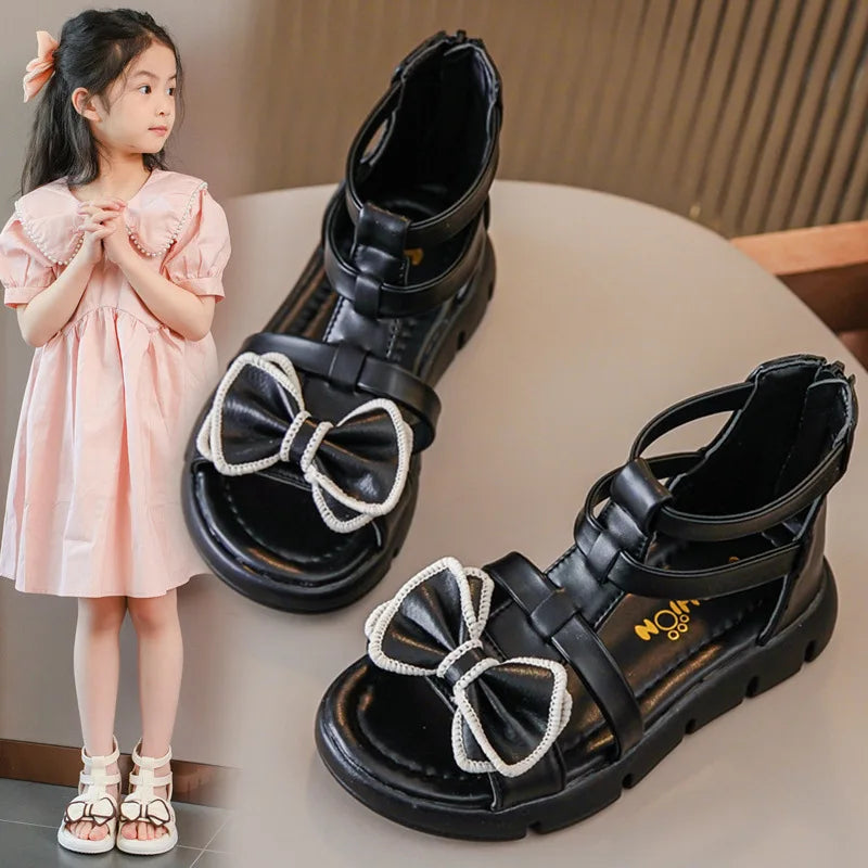 Girls Sandals Summer 2025 New Fashion Children Roman Shoes Middle and Large Children Soft Open Toe Little Girl Princess Shoes