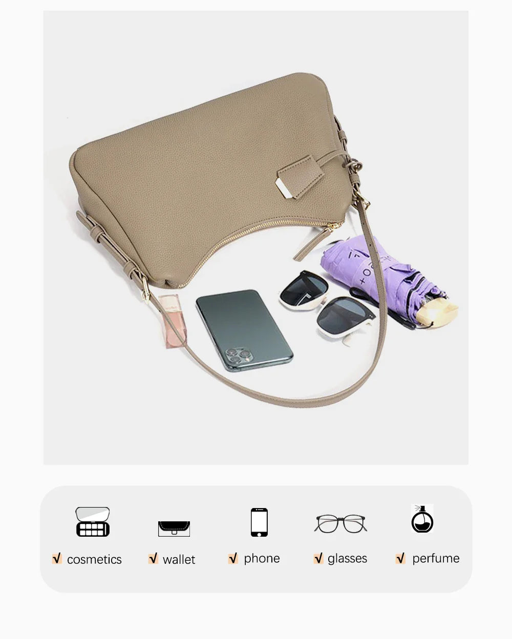 Genuine Leather Satchel Bags For Women Simple Fashion Ladies Underarm Handbag Large Capacity Shoulder Bag 2025 New