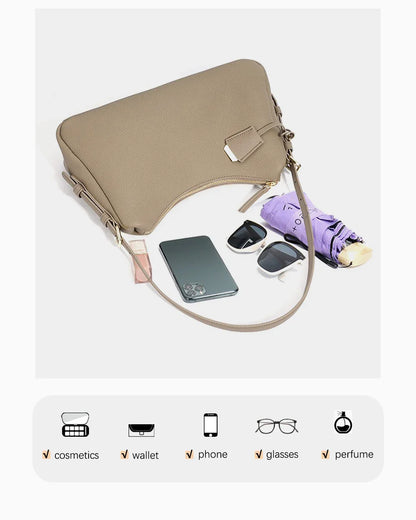 Genuine Leather Satchel Bags For Women Simple Fashion Ladies Underarm Handbag Large Capacity Shoulder Bag 2025 New