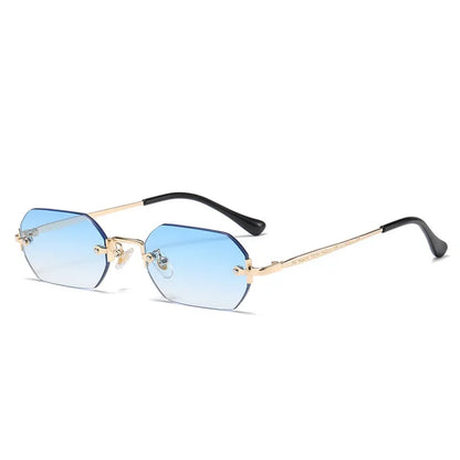 Rimless Rectangle Sunglasses – UV400 Gold Frame | Men & Women