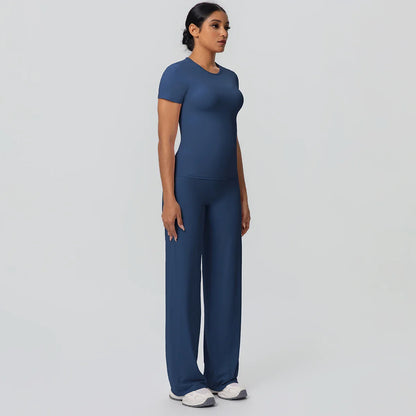 Fitness Sports Workout Yoga Set for Women Naked Feel Slim Casual Workout Top T-Shirt Quick Drying Push Up Running Pants Yoga Set