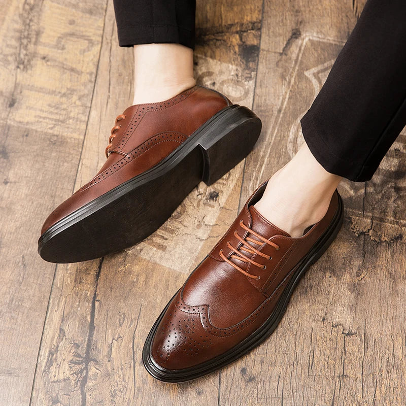 Clsssic Casual Business Shoes For Men Wedding Social Oxford Shoes Men's Dress Leather Office Formal Party Leather Brogues Shoes