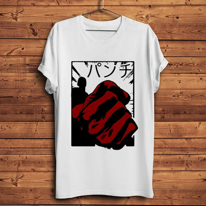 one punch Hero,Saitama,OK MAN,Funny Anime Tshirt ,Men White Casual Short Sleeve T-Shirt,Unisex Streetwear,manga Tee