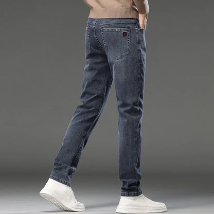 Men's Slim Fit Straight Leg Jeans European Style Versatile Business Casual Stretchy Long Pants