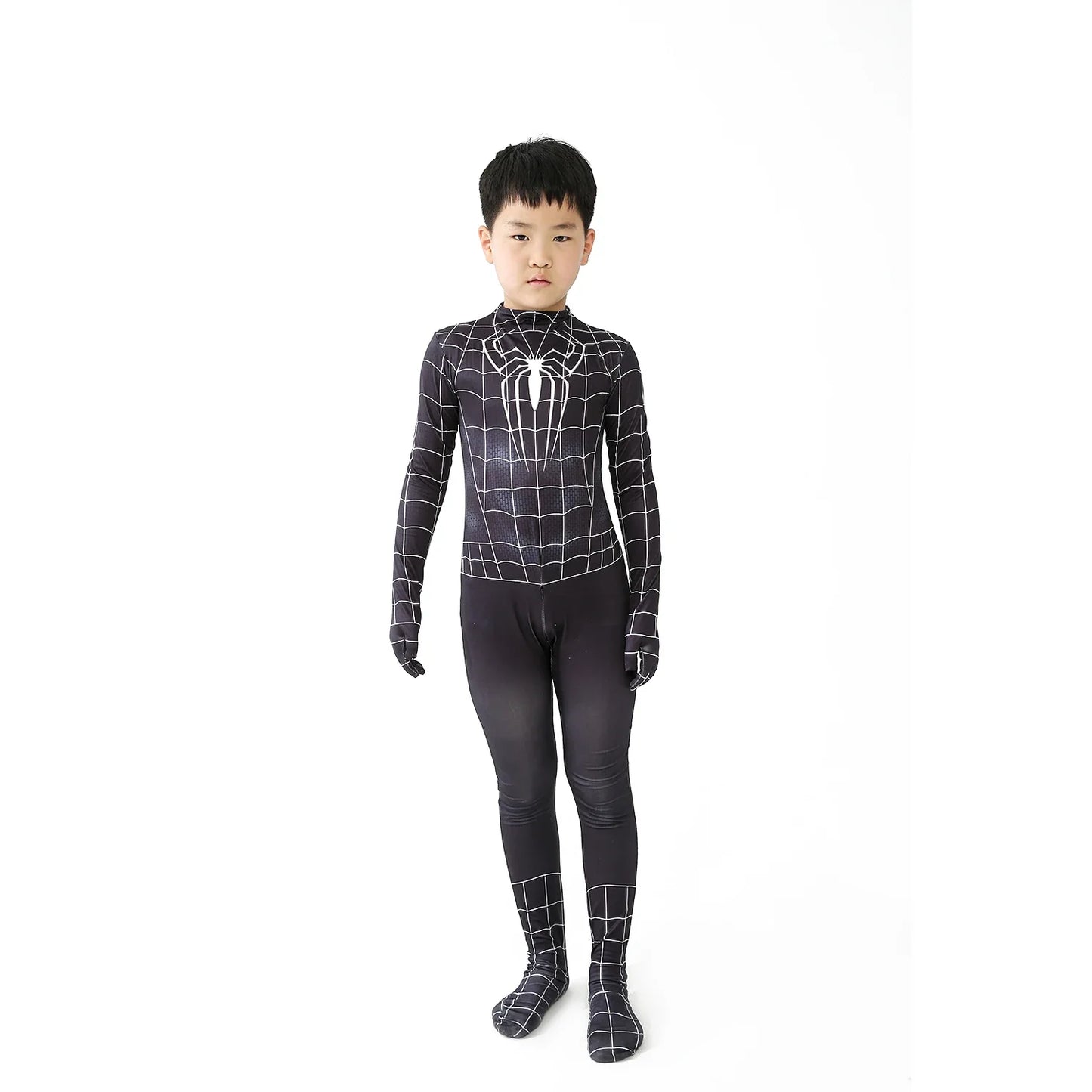 biack spider man  Superhero Costume Bodysuit for Spandex Zentai Halloween Cosplay Jumpsuit 3D Style