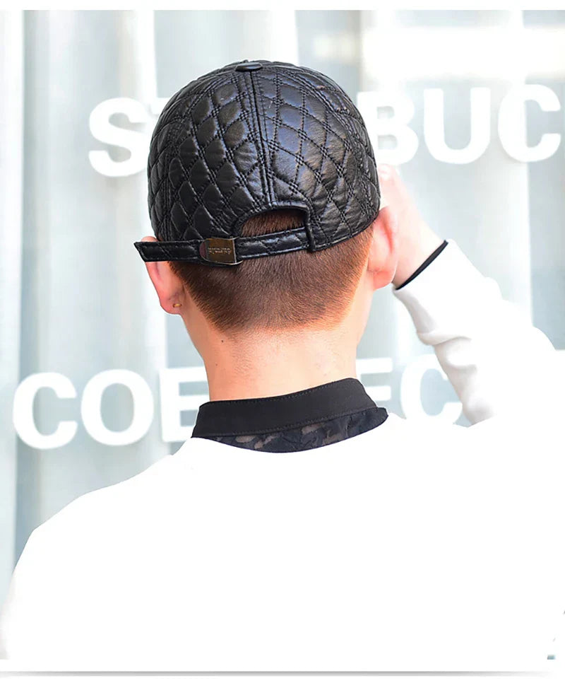 2026 Spring Genuine Sheepskin Leather 55-61CM Black Baseball Caps For Man Casual Street Gf Gorras Dad Hat