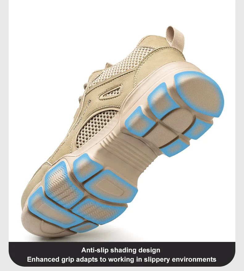 Men Safety Shoes Work Sneaker Anti-smash Non Slip Work Shoes Steel Toe Protection Shoes Lightweight Breathable Industrial Shoes