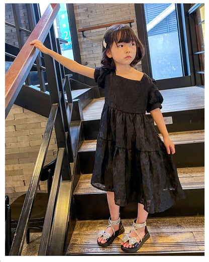Girls' Shiny Cool Rhinestone Bowknot Children's Sandals 2023 Summer Open-toe Versatile Kids Fashion Back Zipper Casual Shoes New