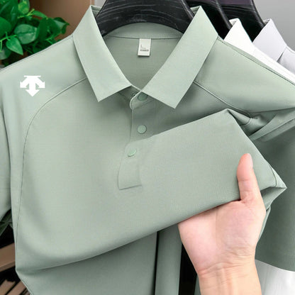 men's new summer brand short sleeves seamless polo shirt lapel printing high quality patchwork t-shirt leisure sports men's wear