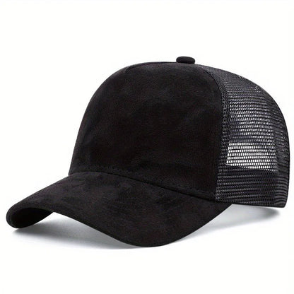 Unisex 5 panel Mesh Suede Trucker Hat  Men Baseball Cap Spring Summer Breathable Sports Hats