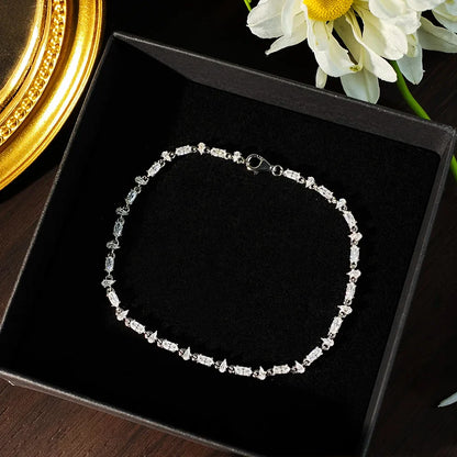 Oval Pear Cut Moissanite Tennis Bracelet s925 Silver Plated 18k White Gold GRA Certified Thin Bracelets for Women Man
