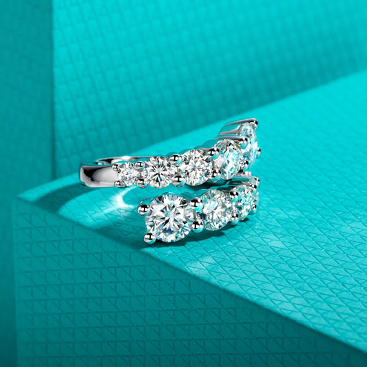 4.2cttw D Color Moissanite Wedding Engagement Band Ring 925 Silver Promise Band Rings for Women Jewelry Wholesale