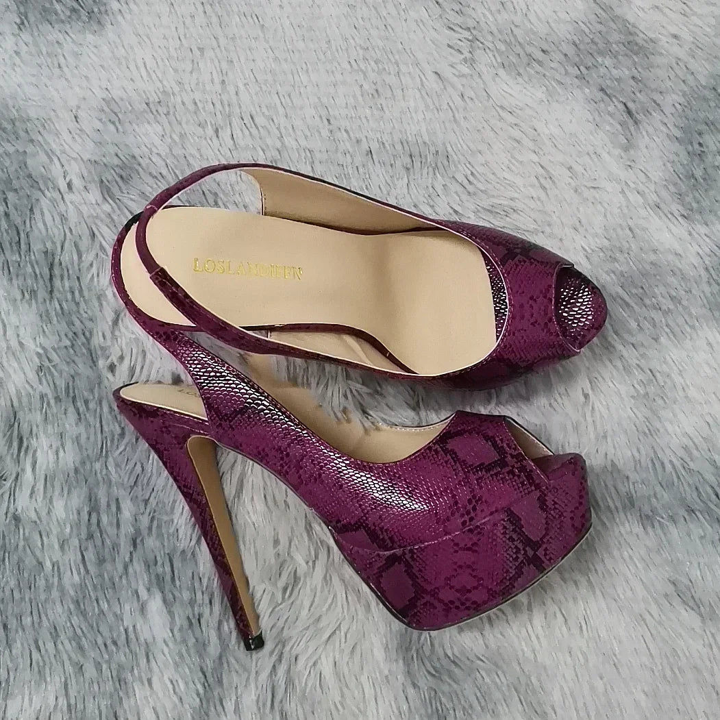 Women Sandals Sexy Pumps 14CM Platform Stripper High Heels Open Toe Stilettos Gladiator Party Dress Wedding Shoes Large Size 44