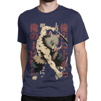 Inosuke Demon Slayers Men Women T Shirt Japanese Anime Nezuko Casual Tees Short Sleeve O Neck T-Shirts Pure Cotton 6XL Clothes