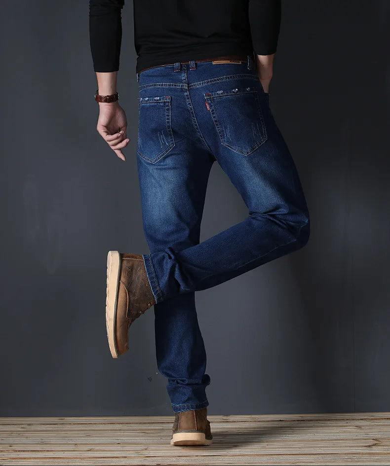 Ripped Plus Size Jeans for men Fashion jean man High Street Retro Washed, Worn Men trousers Casual Cargo Pants Slim Small Feet