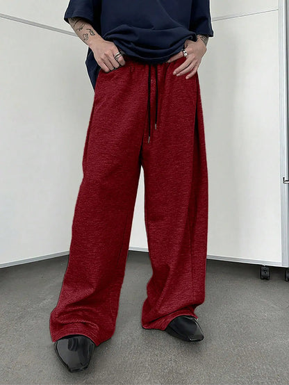 2025 men's wide leg sweatpants, European and American men's and women's sweatpants, waist drawstring straight leg loose casual s