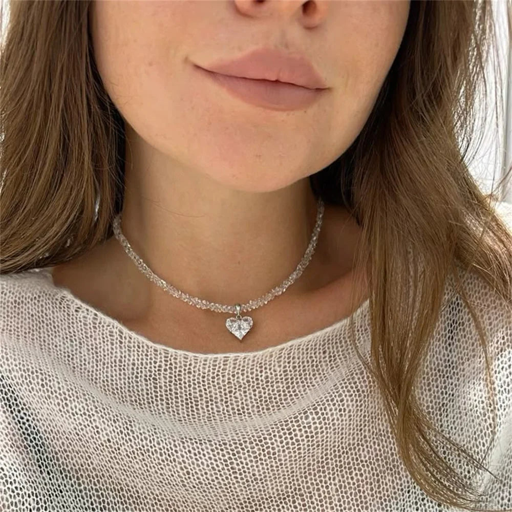 Necklace For Women Female Boho Geometric Baroque Transparent Crystal