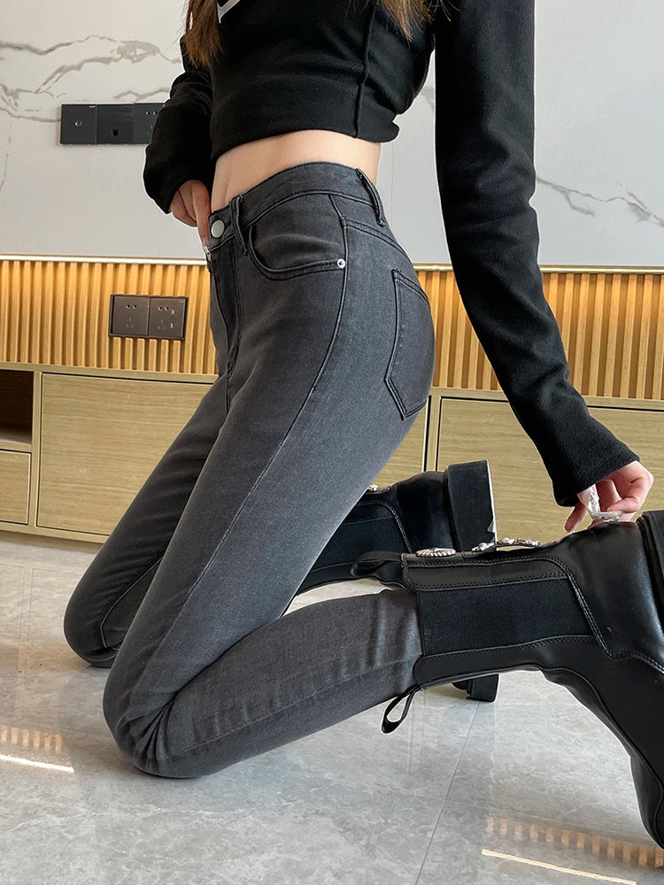 Women's Jeans Stretch Cotton Fashion Korean Slim Pencil Pants