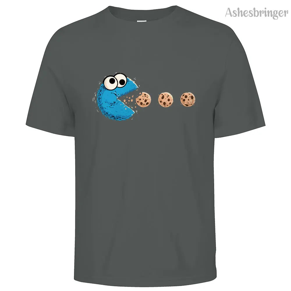 Mens Cotton Funny NomNom-Cookie Adventure Graphic T Shirt on Unisex Street Casual Style Tee for Men and Women
