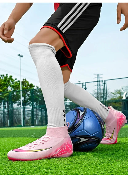 New Men Football Boots Match Outdoor Long Spikes Soccer Shoes Cleats Comfortable Training Sport Adult Breathable Boys Non Slip
