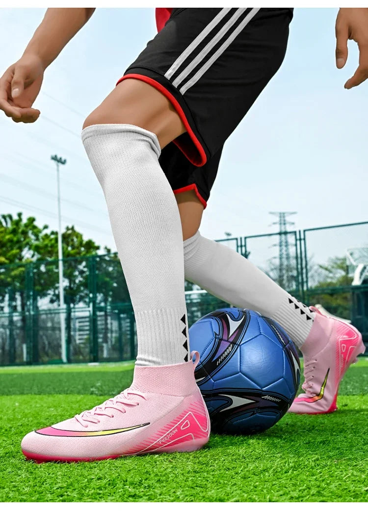 New Men Football Boots Match Long Spikes Soccer Shoes Cleats Boys Comfortable Training Sport Adult Breathable Outdoor Non Slip