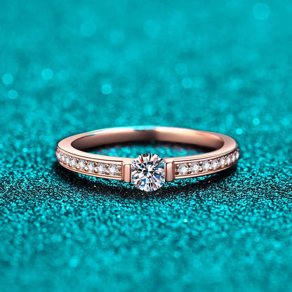 0.3ct D Color Moissanite Eternity Band Ring 925 Sterling Silver with Rose Gold Plated Wedding Rings For Women Jewelry