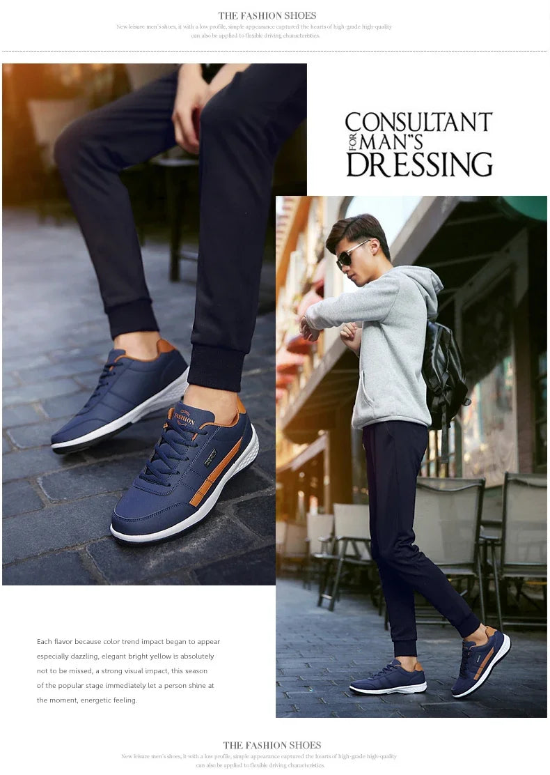 Shoes for Men Leather Sneaker Waterproof Casual Comfortable Men's Sneaker Lace Up Footwear Vulcanized Man Shoe Masculino