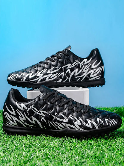 Men Women Kids Youth TF Turf Soccer Cleats PU+Fabric Upper Rubber Sole Non-Slip Wear-Resistant Training Shoes