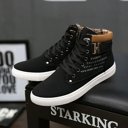 Men's Boots  New Korean Version Men's Shoes High Top Skateboard Shoes Retro Platform Casual Lace Up Men Fashion Boots 2025