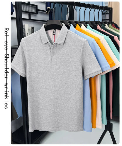 100% cotton short sleeve polo shirt comfortable lightweight high-end brand fashionable simple summer men's casual lapel T-shirt