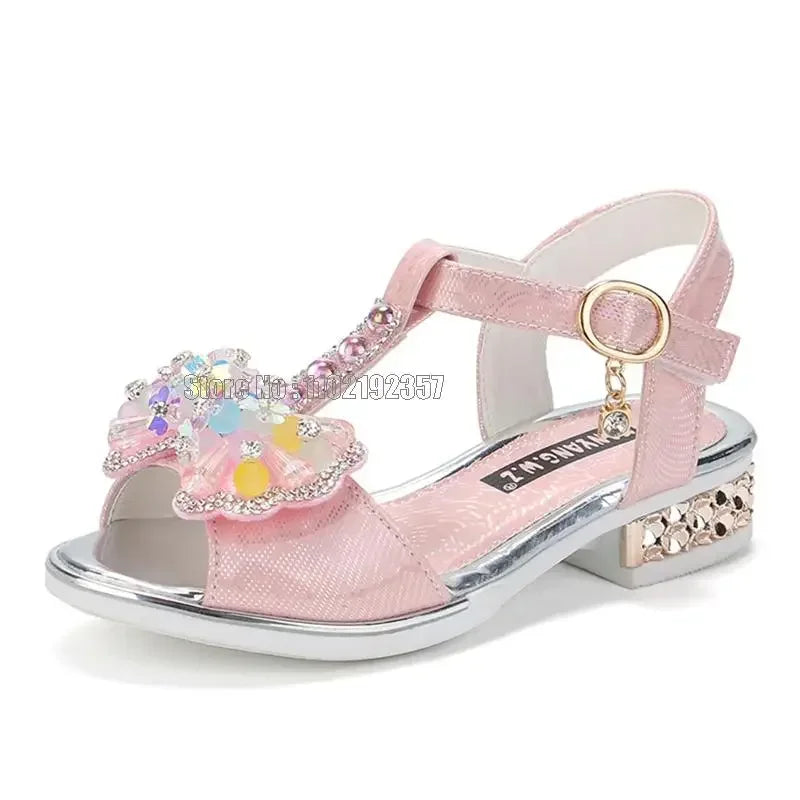 Girls Flat Heel Sandals Kids Girls Spring Summer Little Kids Princess Dress Bow Fashion Teenage Shoes