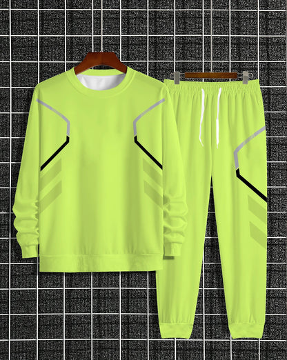 The new men's round-neck sweatshirt set for Spring and Autumn 2025 features street fashion and comfort with 3D pattern printing