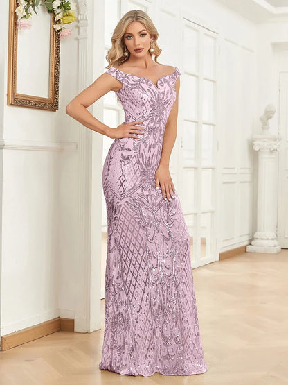 Elegant V Neck Silver Sequins Evening Dresses 2025 Women Sleeveless Party Maxi Mermaid Dress Long Luxury Prom Gown