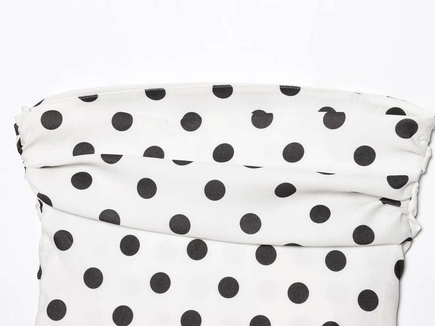 2025 New Women Sexy Strapless Polka Dots Print Pleated Slim Blouse Female Side Zipper Slim Shirts Blusas Chic Tops LS9264