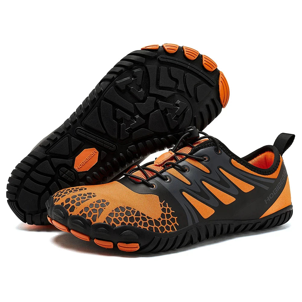 Wide Toe Barefoot Shoes for Unisex Artificial Leather Outdoor Walking Sneakers Zero Drop Minimalist Elastic Band Shoes