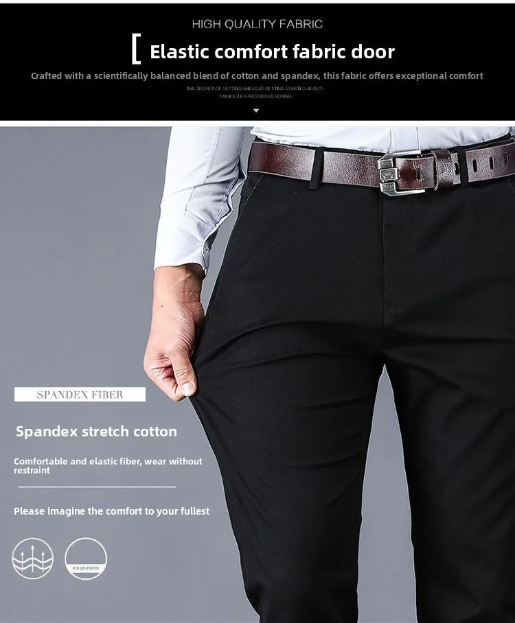 Men's Business Casual Pants Spring Summer Elastic Trousers Office Suit Pant Quick Dry Formal Stretch Pant Breathable Comfortable