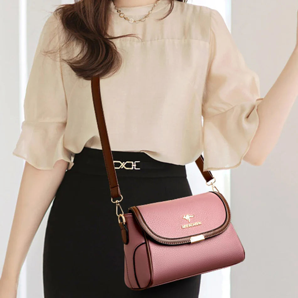 Solid Color High Quality Leather Small Shoulder Bagsfor Women 2024 New Messenger Bags with StrapDesigner Crossbody Bag Sac AMain