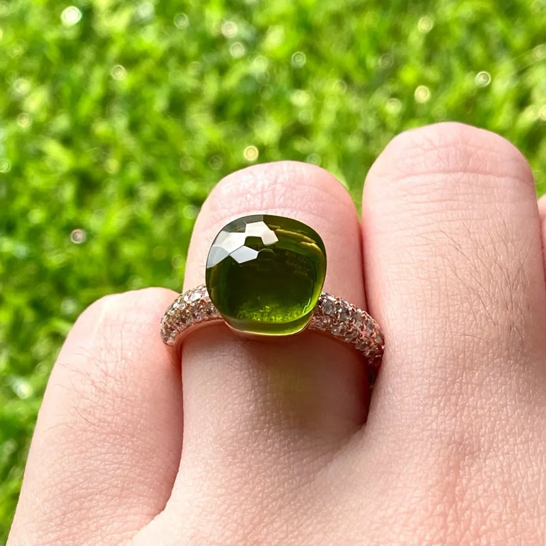 Hot Sale Elegant Candy Color Rose Gold Plated Ring Women Sparkling Zircon Crystal Fashion Jewelry Gift 28 Shades Birthday Gift