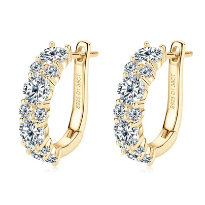 Real 925 Sterling Silver Moisanite Earrings D Color 2.76CTTW. Moisanite Lab Diamond Hoops Earrings Sparking Wedding Fine Jewelry
