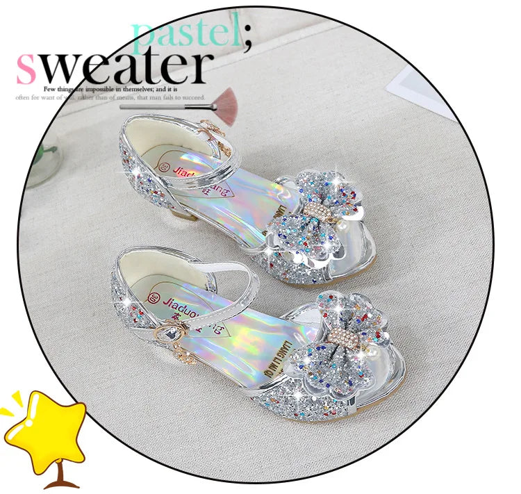 Girls High Heels For Kids Princess Leather Sandals Children Halloween Cosplay Party Wedding Dancing Shoes Fashion Crystal Shoes