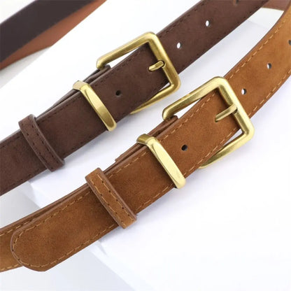 Women Suede Leather Belt Casual Versatile Business Waist Strap Belt Trendy Luxury Design Pin Buckle Waistbands