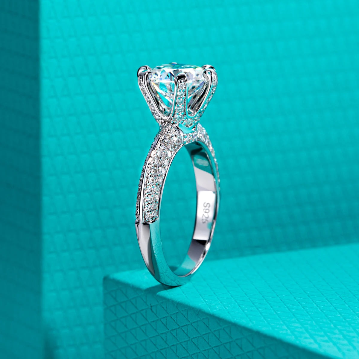3ct D Color Moissanite Engagement Ring 18K Gold Plated 925 Sterling Silver Wedding Band for Women Jewelry Wholesale